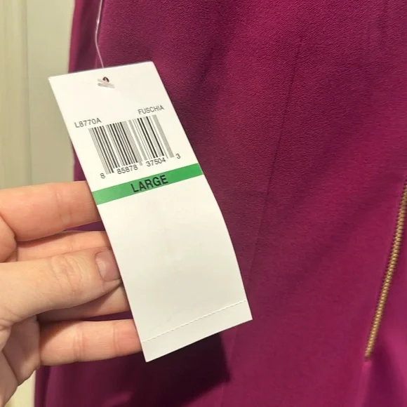 NWT Nina Leonard Sz Large Fuschia Crepe (?) Sheath Shift Dress - Picture 6 of 7